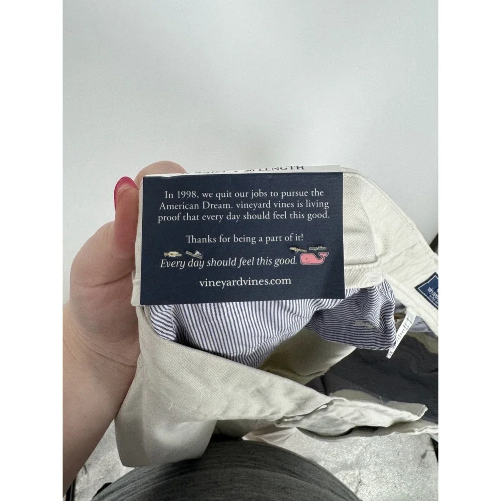 Vineyard Vines Breaker Pants Mens Size 42x30 Stone Chino Straight Leg Flat Front
